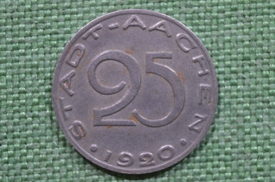 Нотгельд 25 пфеннигов. Stadt Aachen, Собака. Город Аахен (Ахен), Германия, 1920 год. #1