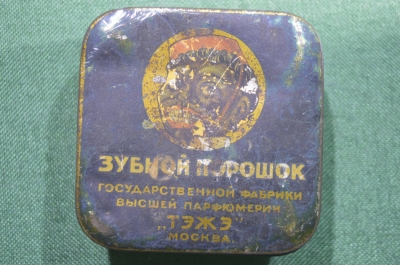 Банка, баночка жестяная "Зубной порошок мятный". Негритенок. ТЭЖЕ #3, Москва.