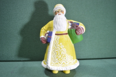 Новогодняя игрушка под елку "Дед Мороз". Папье - маше. Роспись. СССР.