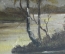 Шкатулка лаковая "Пейзаж, Вид на реку". Федоскино, 1957 год.