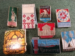 Значки Подборка "Города" #10, 8 штук  #Z3