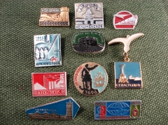 Значки Подборка "Города" #9, 10 штук #Z1