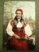 Открытка "Девушка в национальном костюме". Стокгольм. #O1