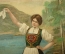 Открытка "Девушка в национальном костюме машет платочком". Болгария, 1906 год. #O1