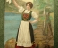 Открытка "Девушка в национальном костюме машет платочком". Болгария, 1906 год. #O1