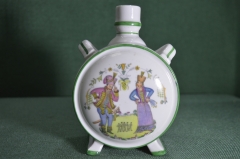 Фляга фляжка фарфоровая "Национальный костюм". Жолнаи. Роспись. Фарфор. Старая Венгрия. #U