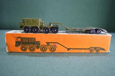 Машинка игрушка "Тягач с платформой". В коробке. Военная техника ТПЗ. Тула. СССР. #G1