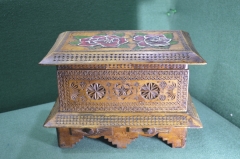 Шкатулка старинная резная ларец "Розы". Дерево. Резьба. Абрамцево. Российская Империя. До 1917 г. #U