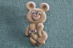 Знак, значок "Олимпийский мишка. Олимпиада 1980, Москва". Волосатик. Олимпийский игры. 
