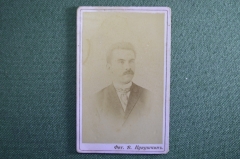 Старинная фотография "Портрет мужчины с усами", кабинетная. Фот. Кукушкин. Российская Империя.