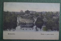 Открытка старинная "Сосновец, вид на парк Дителя". Цветная. Sosnowiec, Dietla. Польша. #O4