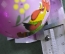 Елочная игрушка, украшение новогоднее "Шар розовый с петухом". 7,3 см.