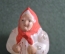 Елочная игрушка стеклянная "Старуха, Сказка о золотой рыбке". Доброе лицо. Стекло, прищепка. 