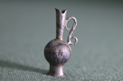 Подвеска старинная кулон шатлен "Кувшин для вина кумган". Кавказ. Серебро 84 проба. Царская Россия.