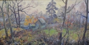 Картина «Осень в Бутово». Автор Бусыгина Людмила. Оргалит, масло.1989 г.