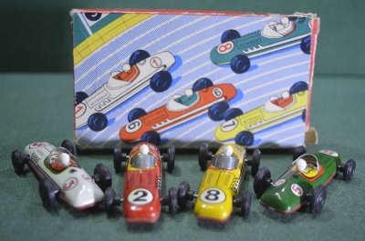 Машинки игрушечные гоночные "MSB MS Brandenburg". Набор 4 штуки в коробке. ГДР. Германия. #U