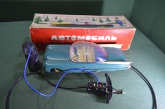 Машинка игрушка "Автомобиль с электродвигателем Кадиллак". Коробка. СССР. #G1