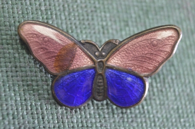Брошь брошка "Бабочка". Тяжелый металл. Эмаль. Европа. 1950е. #U