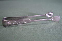 Щипцы для сахара старинные. Штихель. Серебро 84 проба. Царская Россия. #U