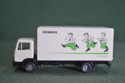 Модель, машинка. Грузовик сервисный Wiking компании Сименс. Siemens i-center. Германия / Китай.