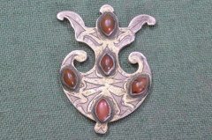 Подвеска старинная медальон. Серебро 800 проба. Сердолик. Туркменистан. 19 век. #U