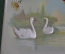 Открытка старинная "Лебеди". Тиснение. Шелк. Царская Россия. 1895 год.