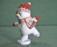 Игрушка елочная "Снеговик фигурист". Фигурное катание, коньки. Керамика, майолика, ручная роспись #3