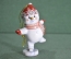 Игрушка елочная "Снеговик фигурист". Фигурное катание, коньки. Керамика, майолика, ручная роспись #3