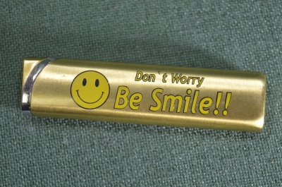 Зажигалка газовая "Don't worry, Be smile ". Смайлик.  