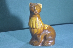 Статуэтка керамическая "Львица". Обливная керамика. СССР.
