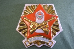 Плакетка фарфоровая габаритная "Пограничник". Фарфор Hollohaza. Роспись. Венгрия периода СССР. #U
