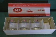 Стакан "Авиакомпания JAT Самолет". Авиация. Набор 3 шт. в коробке. Югославия периода СССР.