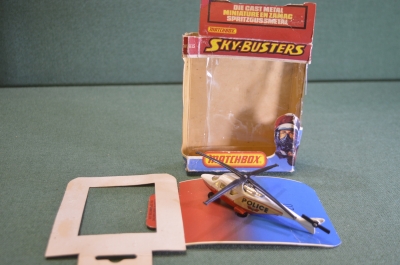 Модель вертолет "Полиция Police SB-20". Skybusters. Matchbox. Коробка. Англия. 1970е. #G2