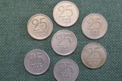 Монеты 25 эре периода 1944 - 1950 гг., Швеция. Серебро. Подборка, 7 штук.