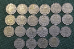 Монеты 10 центов периода 1937 - 1941 гг., Нидерданды. Серебро. Подборка, 22 штуки.