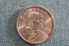Монета 1 доллар США, 2000 год. Сакагавея, Сакаджавея. Индианка, парящий орел. One dollar, USA. #3