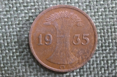 Монета 1 рейхспфенниг 1935 года. Третий Рейх, Германия.