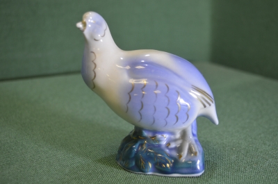 Статуэтка фарфоровая "Куропатка птица". Фарфор. Гжель. СССР. #U