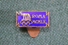 Знак, значок "Олимпийские игры в Риме". 1960 год. Олимпиада, Рим, Италия. Тяжелый металл, эмали. #Z3