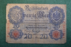 Бона, банкнота 20 Двадцать марок 1910 года. Германия.