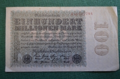 Бона, банкнота 100000000 Сто миллионов марок. Einhundert milliom mark. Германия, 1923 год.