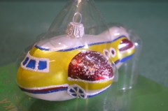 Елочная игрушка из стекла "Самолет, самолетик". Матовый. Стекло. Клинское объединение "Елочка".
