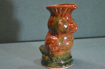 Ваза керамическая "Попугай". Скопинская обливная керамика. Скопин. СССР.