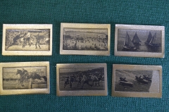 Плакетки с фотографиями на металле. Спортивная тема. Футбол, катера, парусники, конный спорт. СССР.