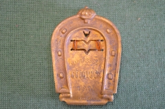 Зажим для бумаг старинный скрепка. На удачу Good Luck. Латунь. M. Myers & Son. Англия. 1901 год.