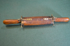 Нож и вилка для мяса в ножнах. Набор 2 предмета. Латунь. Дерево. Резьба. Старая. Первая пол. 20 в.