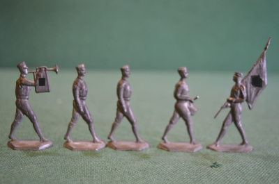 Солдатик оловянный. RAD. Трудовой фронт. Набор 5 шт. Германия. Рейх. 1940е.