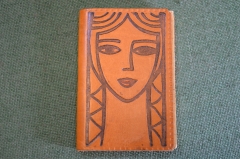 Блокнот миниатюрный записная книжка "Девушка". Дайле. Daile. Кожа. Тиснение. Литва. СССР.