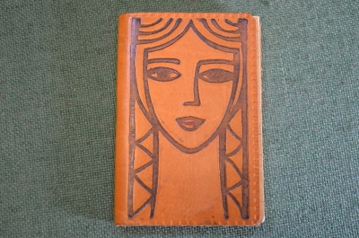 Блокнот миниатюрный записная книжка "Девушка". Дайле. Daile. Кожа. Тиснение. Литва. СССР.
