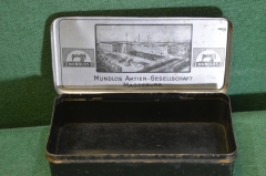 Коробка старинная для принадлежностей к швейной машине "Mundlos Zinger Зингер". Металл. Германия.